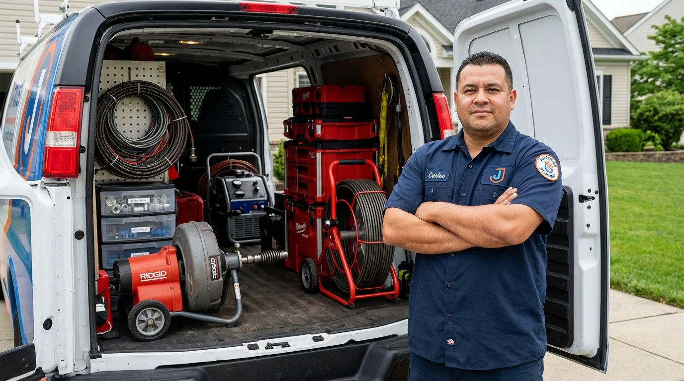 Professional drain cleaning equipment and Johns Plumbing LLC plumber in Blair