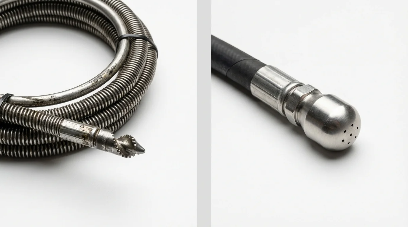 Drain snake cable and hydro jetting nozzle used for drain cleaning in Blair, NE
