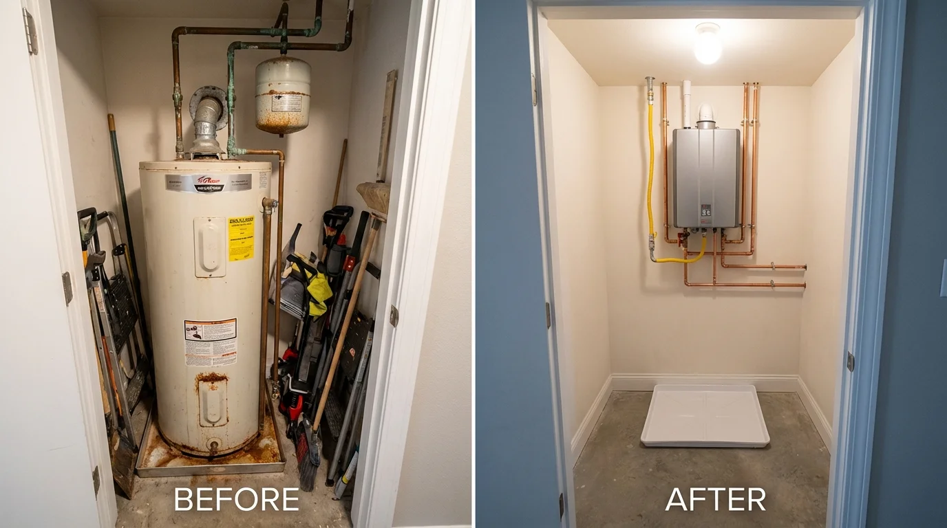 Tank water heater versus wall-mounted tankless unit comparison for Blair, NE homeowners